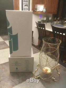 Partylite Calypso Hurricane Candle Shade W Clear Glass & Gold Stand Nib Ret Rare