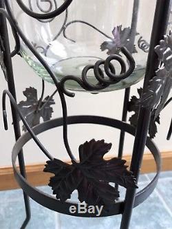 Partylite GRAPELEAF SEVILLE Candle FLOOR STAND with HURRICANE Glass RARE Gorgeous