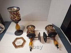 Partylite Global Fusion Mosaic Wall Sconces, Candle Holders Lot Retired