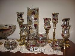 Partylite Mosaic Glass Candle Holders & brass bases, HUGE 22 piece LOT! Retired