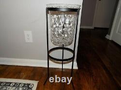 Partylite Seville 3 Wick Metal Candle Stand With Thumbprint Glass Hurricane