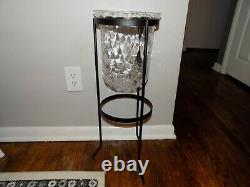 Partylite Seville 3 Wick Metal Candle Stand With Thumbprint Glass Hurricane