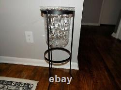 Partylite Seville 3 Wick Metal Candle Stand With Thumbprint Glass Hurricane