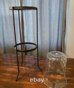 Partylite Seville 3 Wick Metal Candle Stand With Thumbprint Glass Hurricane