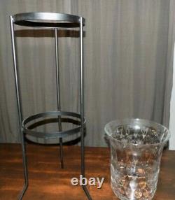 Partylite Seville 3 Wick Metal Candle Stand With Thumbprint Glass Hurricane