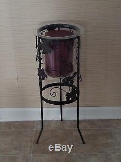 Partylite Seville Grapeleaf Candle Stand, 3-Wick Holder & Glass Insert