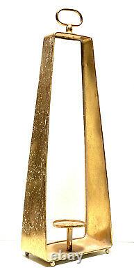 Patio Lantern Candle Holder French Gold Oxidized Metal 32 & 23 Set Of 2
