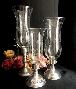 Pewter Candle Holders Hurricane Holders Set Mixed sizes Makers 7 Pieces