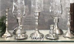 Pewter Candle Holders Hurricane Holders Set Mixed sizes Makers 7 Pieces