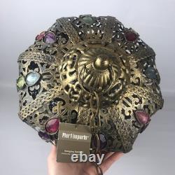 Pier 1 Large 24 Hanging Lantern Moroccan Filigree Jeweled Candle Holder Pendant