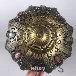 Pier 1 Large 24 Hanging Lantern Moroccan Filigree Jeweled Candle Holder Pendant