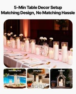 Pillar Candles and Glass Vases Set 120 Pcs, Clear Cylinder Hurricane Candl