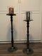 Pillar Candle Holders Set Of 2 Including 2 Glass Holders And Candles