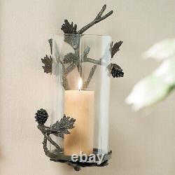 Pinecone Wall Sconce Candleholder Hurricane Candle Holder Rustic Cabin LARGE 18