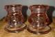 Pink Handblown Glass Taper Candle Holders Set Of 2