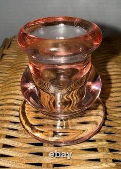 Pink Handblown Glass Taper Candle Holders Set of 2