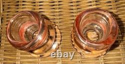Pink Handblown Glass Taper Candle Holders Set of 2