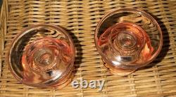 Pink Handblown Glass Taper Candle Holders Set of 2