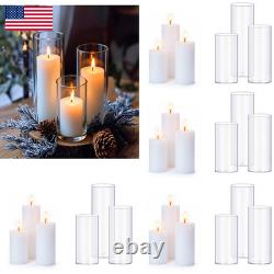 Pnjhdz 24 Pcs White Pillar Candles And Glass Candle Holders Cylinder Candle