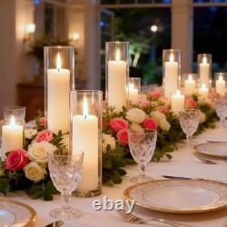 Pnjhdz 24 Pcs White Pillar Candles And Glass Candle Holders Cylinder Candle Pnjhdz 24 Pcs White Pillar Candles And Glass Candle Holders Cylinder Candle