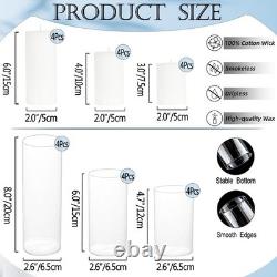 Pnjhdz 24 Pcs White Pillar Candles And Glass Candle Holders Cylinder Candle