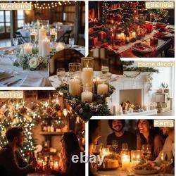 Pnjhdz 24 Pcs White Pillar Candles And Glass Candle Holders Cylinder Candle