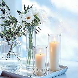 Pnjhdz 24 Pcs White Pillar Candles And Glass Candle Holders Cylinder Candle