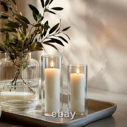 Pnjhdz 24 Pcs White Pillar Candles And Glass Candle Holders Cylinder Candle