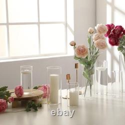 Pnjhdz 24 Pcs White Pillar Candles And Glass Candle Holders Cylinder Candle