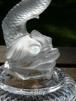Portieux France Frosted Glass Koi Fish Rare Decorative Candle Stick