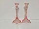 Portieux Vallerysthal Bavard Pink Diving Dolphin Snake Candle Holders Pair