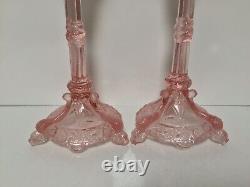 Portieux Vallerysthal BAVARD Pink Diving Dolphin Snake Candle Holders Pair