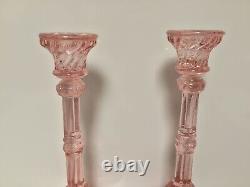Portieux Vallerysthal BAVARD Pink Diving Dolphin Snake Candle Holders Pair