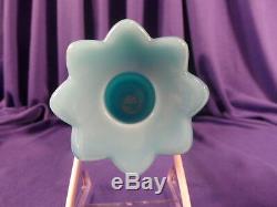 Portieux Vallerysthal Blue Milk Glass Chimeres Pair of Candle Holders