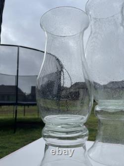 Pottery Barn Bubble Hurricane Clear Glass Candle Holders XL SET OF 3 RETIRED