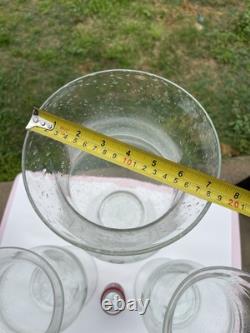 Pottery Barn Bubble Hurricane Clear Glass Candle Holders XL SET OF 3 RETIRED