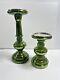 Pottery Barn Everett Green Mercury Glass Pillar Candle Holders Set/2 New In Box