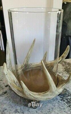 Pottery Barn Large Antler Hurricane Candleholders NEW in box NLA sold out