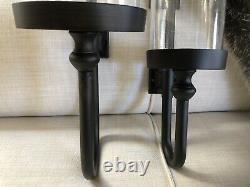 Pottery Barn Parker Recycled Glass Bronze Wall Mount Candle Holder Set Decor