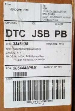 Pottery Barn S/2 Napa Brass Hurricane Taper Candle Holders 12.5 NIB Christmas