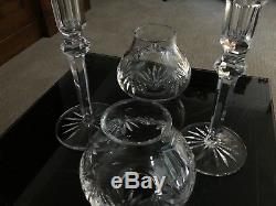 Pr(2) 13.5 Waterford Crystal Candle Holder 2 Piece Votive Fairy Hurricane Lamp