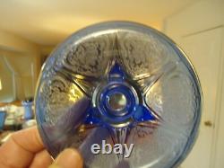 Pr of Cobalt Hazel Atlas Royal Lace Depression Glass Rolled Edge Candle Holders