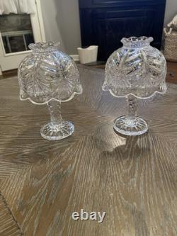 Pressed glass candle holders clear leaf pattern fairy lamps