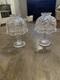 Pressed Glass Candle Holders Clear Leaf Pattern Fairy Lamps