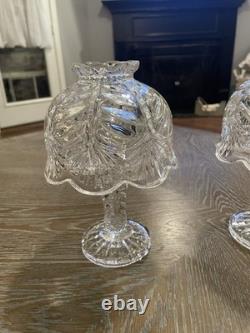 Pressed glass candle holders clear leaf pattern fairy lamps