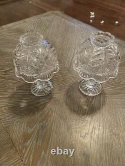 Pressed glass candle holders clear leaf pattern fairy lamps
