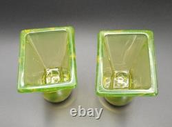Pristine Vaseline Uranium Candle Holders. Set of 2 Tapered Candle Holders Rare