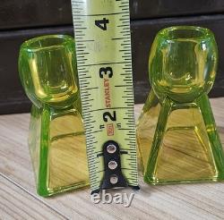 Pristine Vaseline Uranium Candle Holders. Set of 2 Tapered Candle Holders Rare
