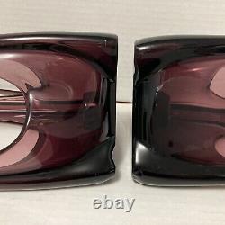 RARE 2 Vtg 9.25 Amethyst Purple Viking Candle Holders Swung Glass 3 Finger Foil