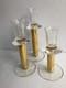 Rare 3 Union Street Hand Blown Glass Candle Holders Gold Signed Candlesticks